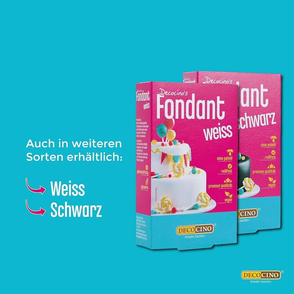 DECOCINO Fondant Schoko – 250 g – ideal zum Verzieren von Kuchen, Torten, Cupcakes – palmölfreie & vegane Glasuren und Dekor Naty Shop