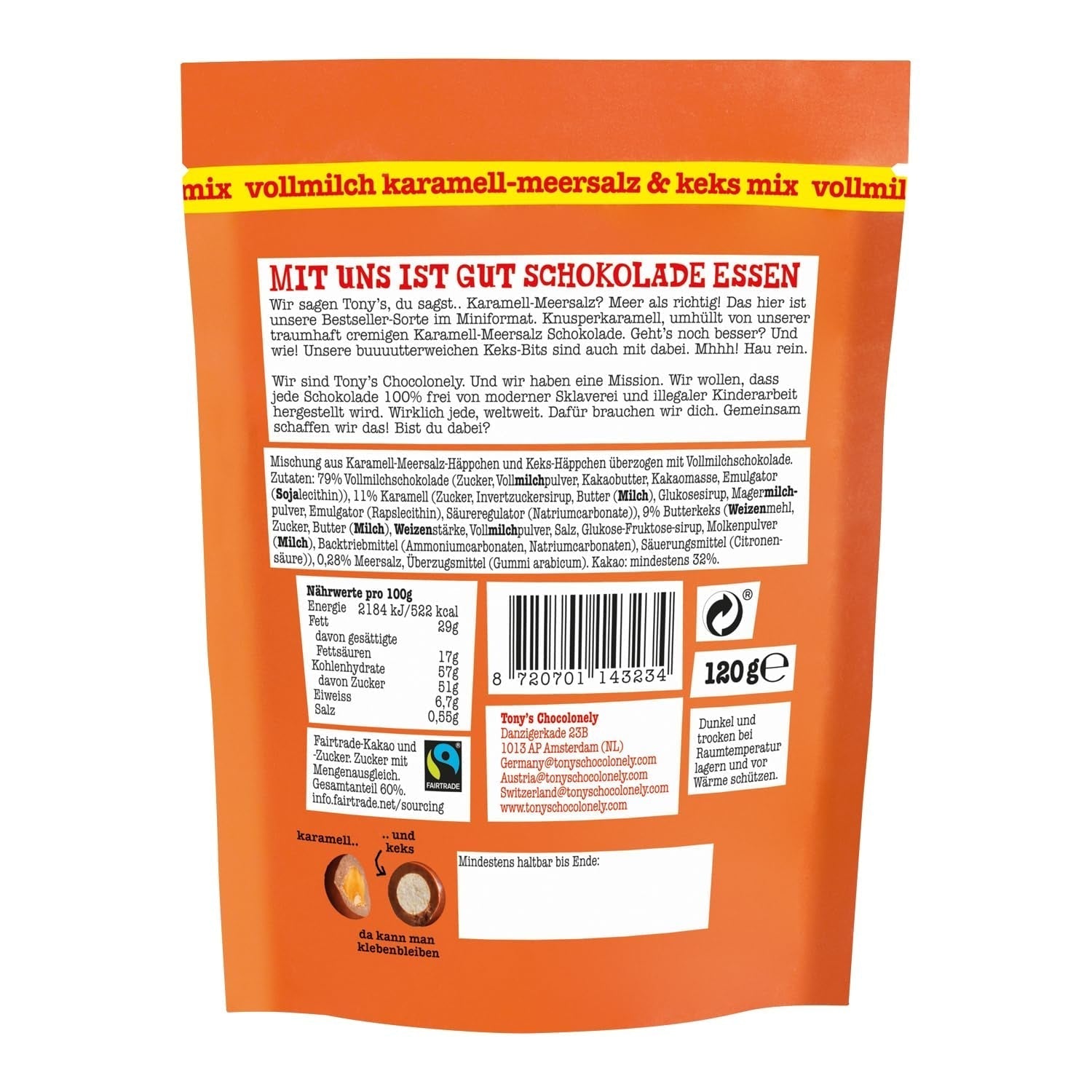 Lil'Bits, Vollmilch-Karamell-Meersalz- und Keksmischung, 120 Gramm Naty Shop-Schokoladenbonbons