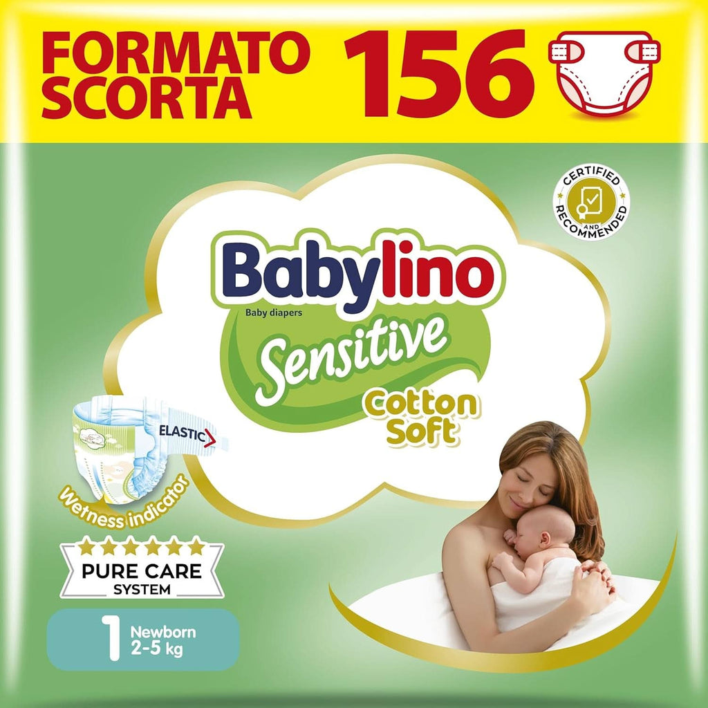 Babylino Sensitive, Scutece delicate pentru copii, diverse marimi Mama si Copilul Naty Shop Mărimea 1 (156 bucăți)