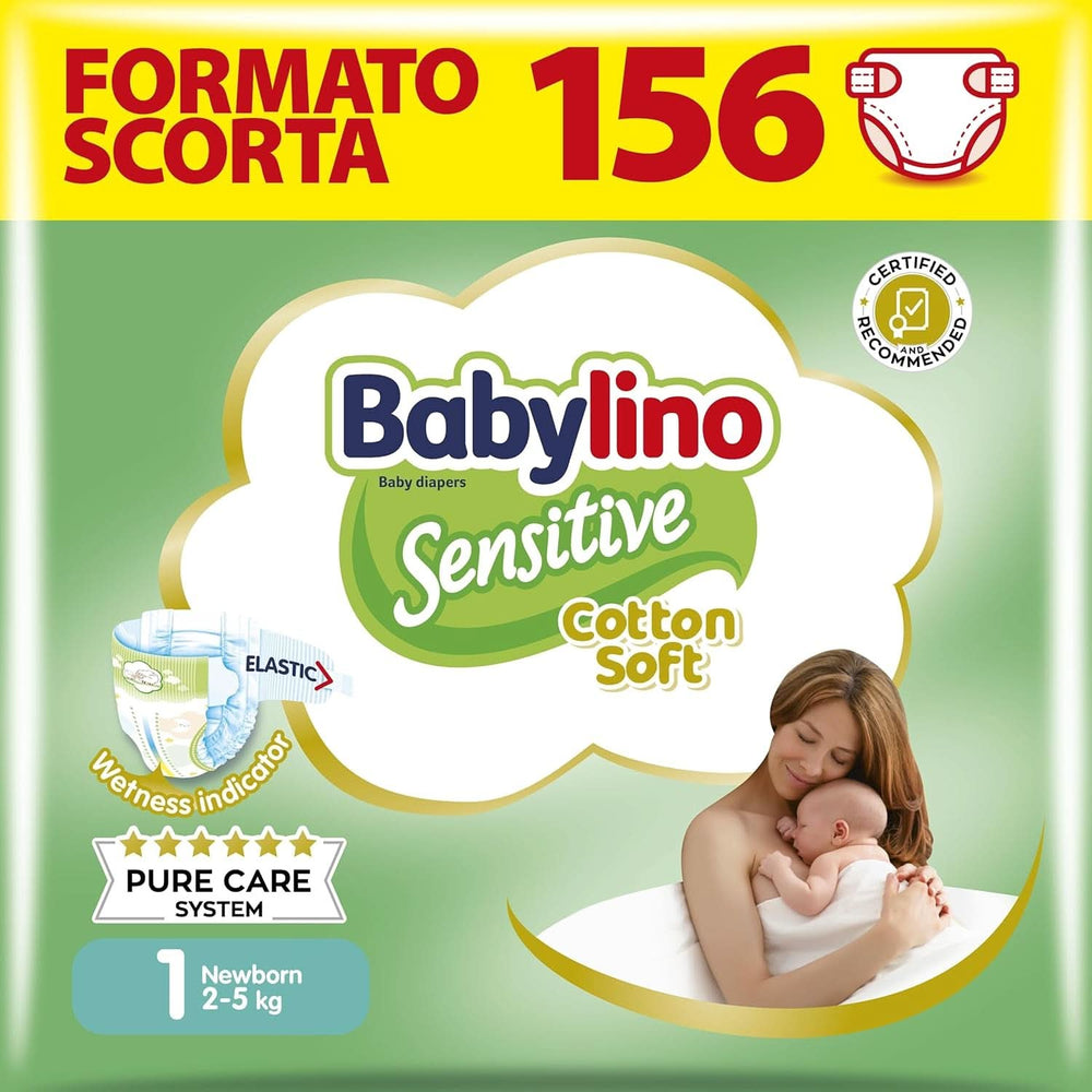 Babylino Sensitive, zarte Windeln für Kinder, verschiedene Größen Mutter und Kind Naty Shop Größe 1 (156 Stück)