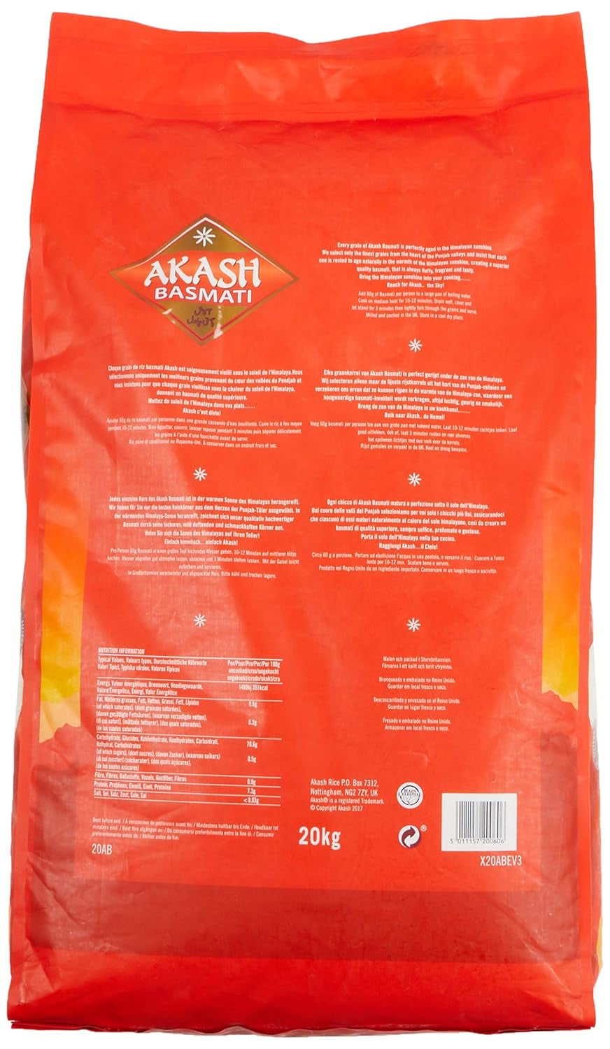 Akash Basmatireis, 1 Packung (1 x 20 kg)