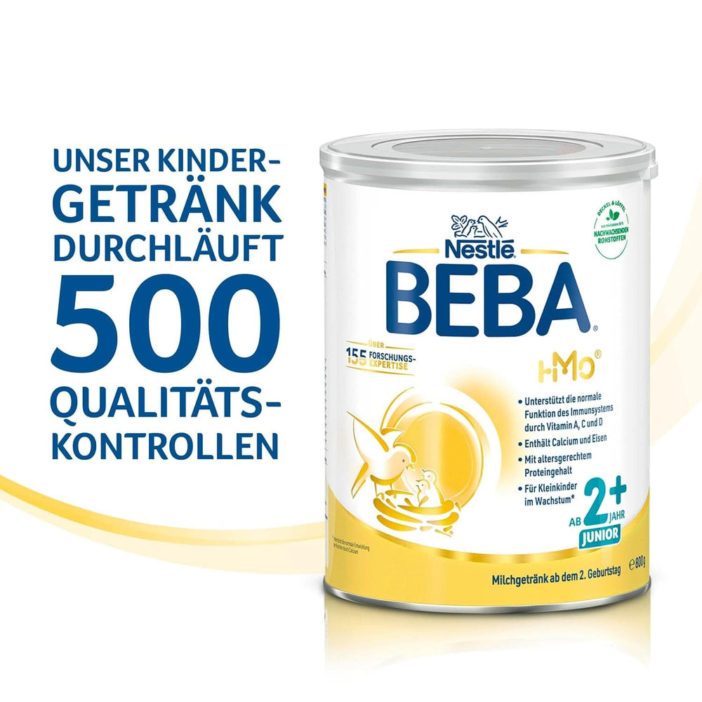 BEBA Junior 2+ Milchgetränk zum 2. Geburtstag, HMO 2'-FL Babynahrung, nur Laktose, frei von Palmöl, Packung 6 (6 x 800 g) Mutter und Baby Naty Shop