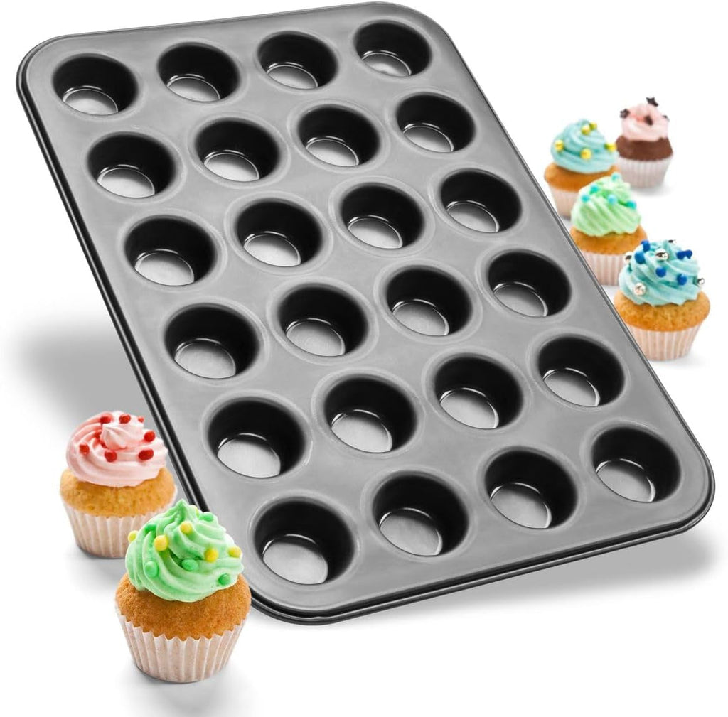 Zenker 6541 Black Metallic 24Er Mini-Muffinform – Antihaftbeschichtet Für Perfekte Mini-Muffins, Ø 4,5 Cm, Made in Germany Matrite si tavi pentru copt Naty Shop