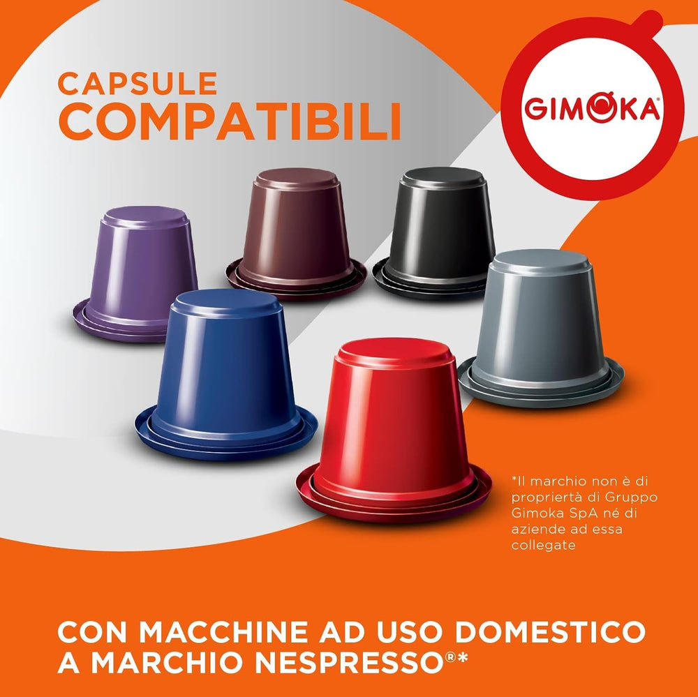 Gimoka Kaffeekapseln Espresso Intenso, Intensität 12/13-100 Kapsel - Kompatibel mit Nespresso* Haushalts-Espressomaschinen - 100 Stück (10 x 10 Getränke) - Hergestellt in Italien