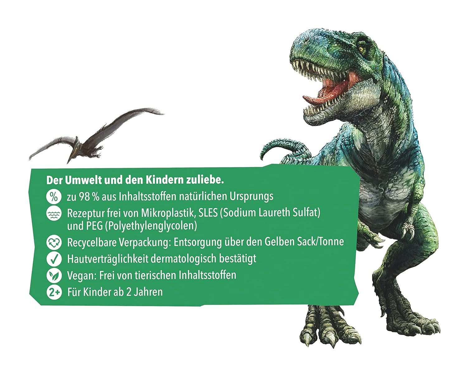 Tetesept Kids Dino - Badezusatz für Kinder, Schaum, färbt das Wasser grün, 40 ml Naty Shop