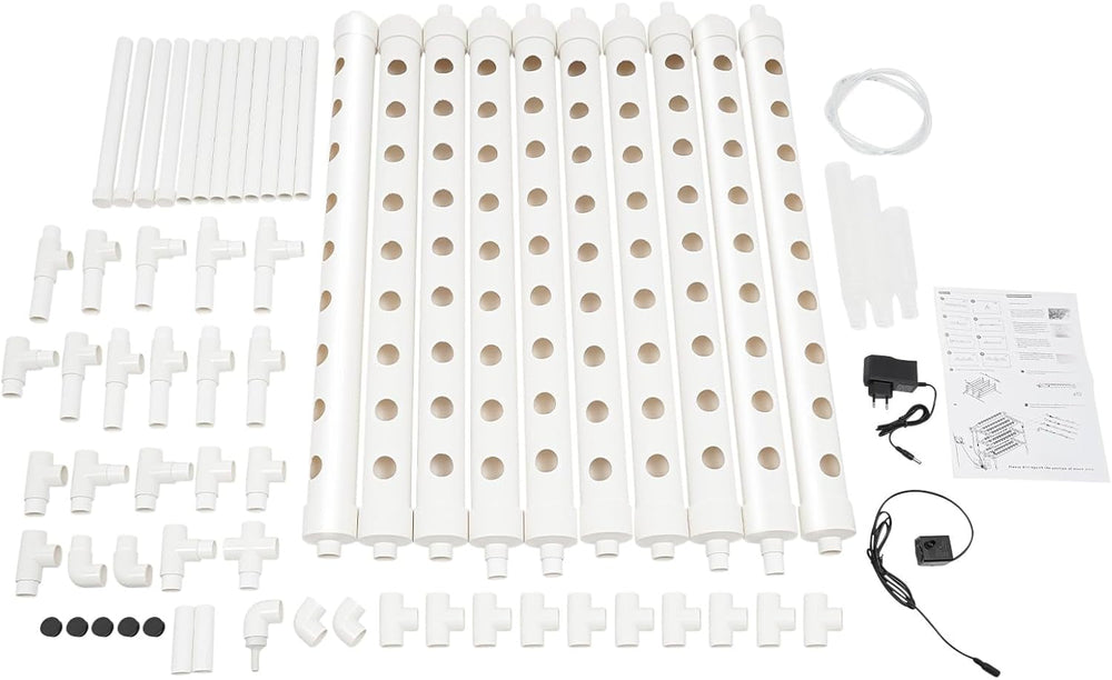 Kit de creștere hidroponică cu 3 straturi cu 90/108 poziții de plantare și pompă de apă, sisteme de creștere a plantelor fără sol din PVC, kituri de creștere hidroponică pentru cultivarea legumelor și fructelor (108 poziții de plantare)