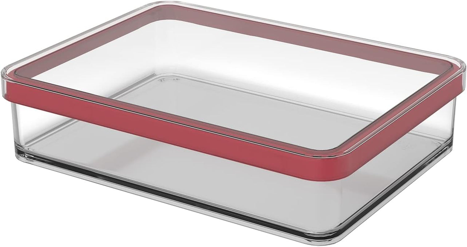 Rotho Loft set de 5 borcane de depozitare cu capac, diferite dimensiuni, plastic alimentar (PP) fără BPA, transparent/roșu, (21,4 x 21,4 x 23,5 cm) Cutii depozitare alimente Naty Shop 1 L lățime