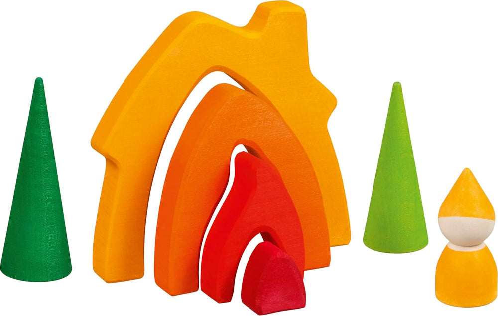 Goki 58427 – Zwergenhaus – Goki Evolution – Hergestellt aus hochwertigem Ahornholz – 7 Teile – Bunte Farben auf Wasserbasis – Hergestellt in Europa. Puppenhäuser Naty Shop