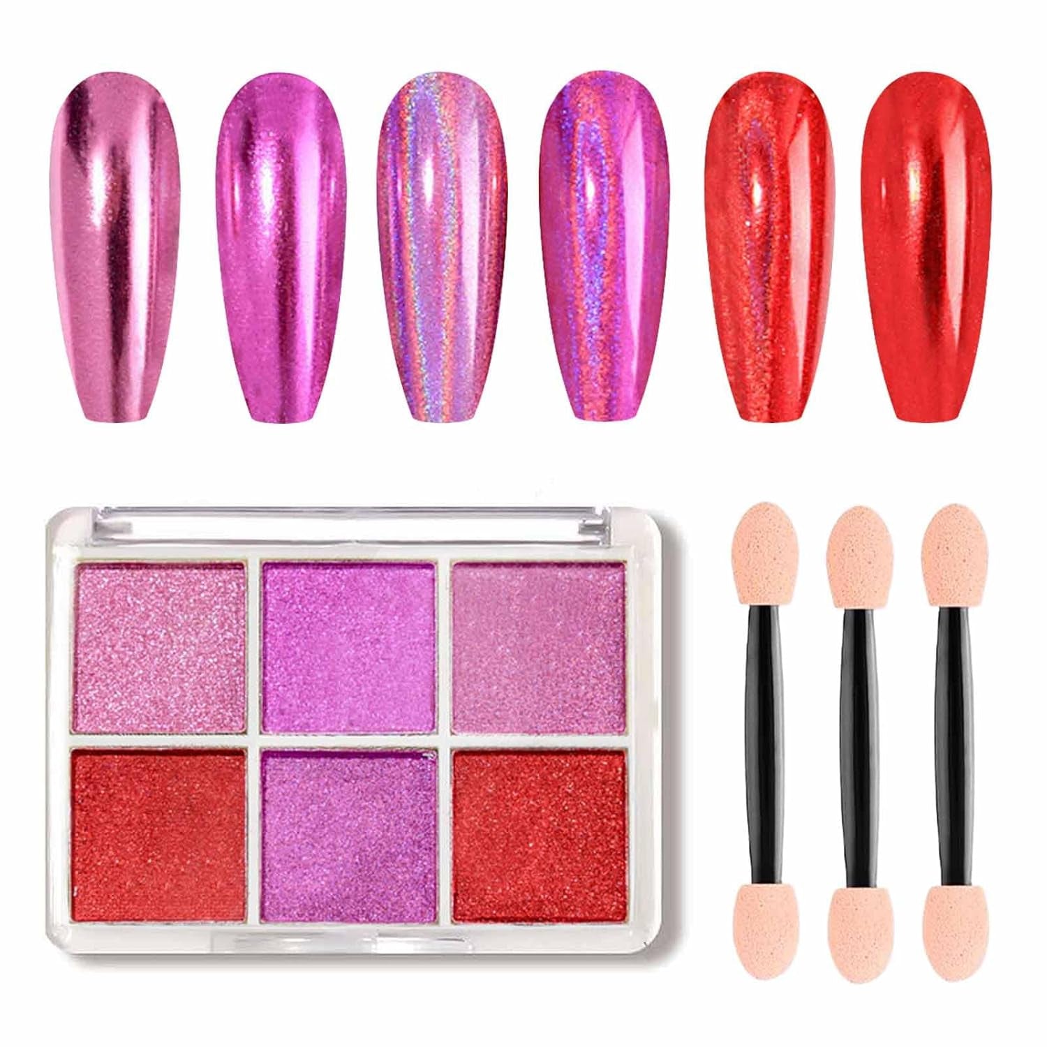 GZMAYUEN Chrom Pulver Für Nägel 6 Farbe Mirror Chrome Nail Powder Pigment Powder Nail Art