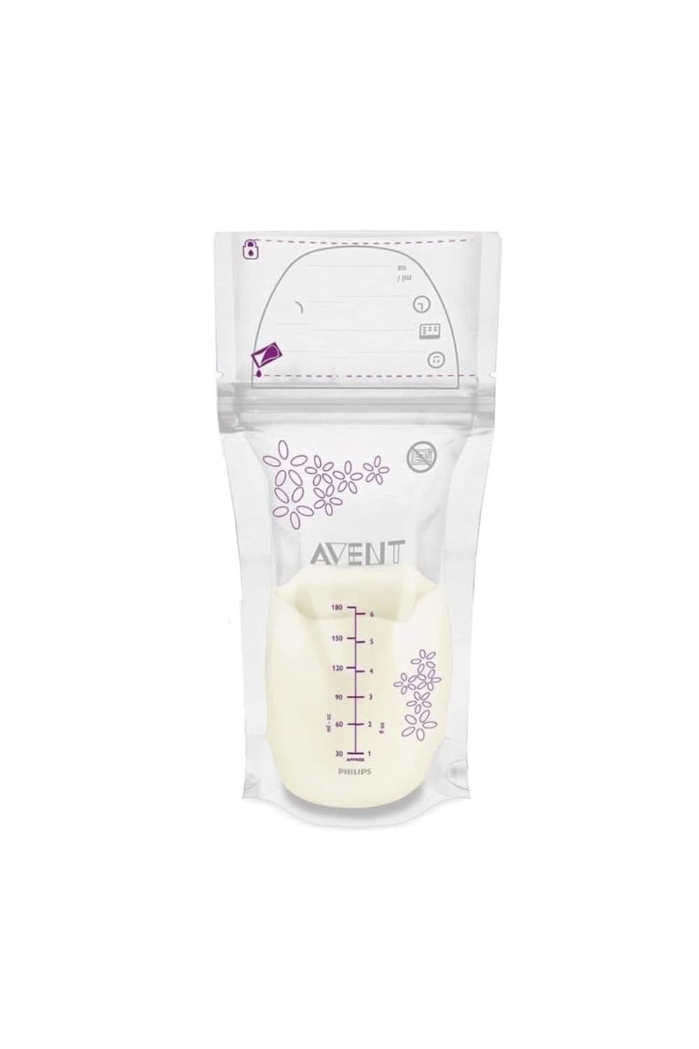 Philips Avent Muttermilchbeutel 180 ml zum Aufbewahren und Einfrieren von Muttermilch, SCF603/25, vorsterilisiert, 25 Stück Zubehör Essen und Stillen Bebe Naty Shop