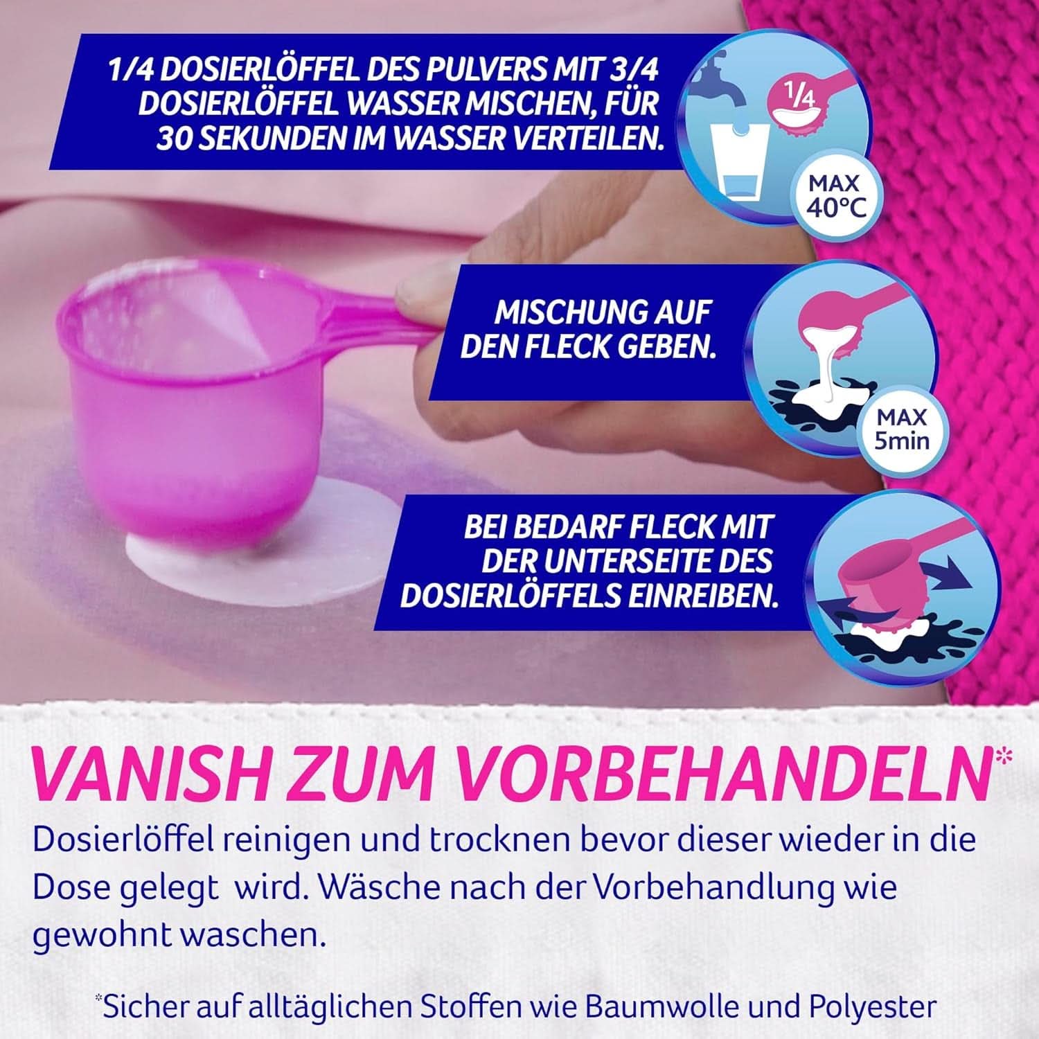 Vanish Oxi Action Powder Pink – 1,125 kg – chlorfreies Fleckenentfernungs- und Wäscheverbesserungspulver – für farbige Wäsche. Waschmittel Naty Shop