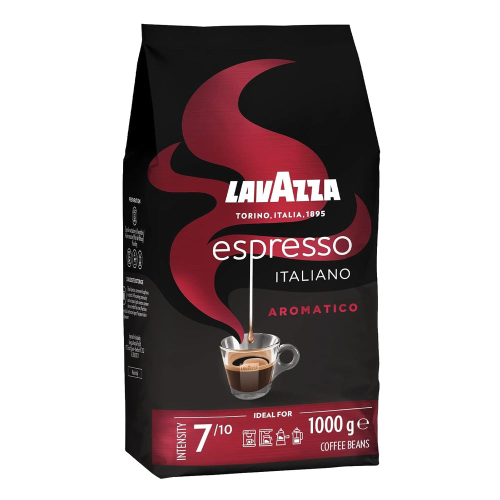 Lavazza Espresso, Kaffeebohnen für Espressomaschinen, ausgewogenes und aromatisches Aroma von Früchten und Blumen, 100 % Bio-Arabica und Robusta-Kaffee Naty Shop 1 kg Aromatico