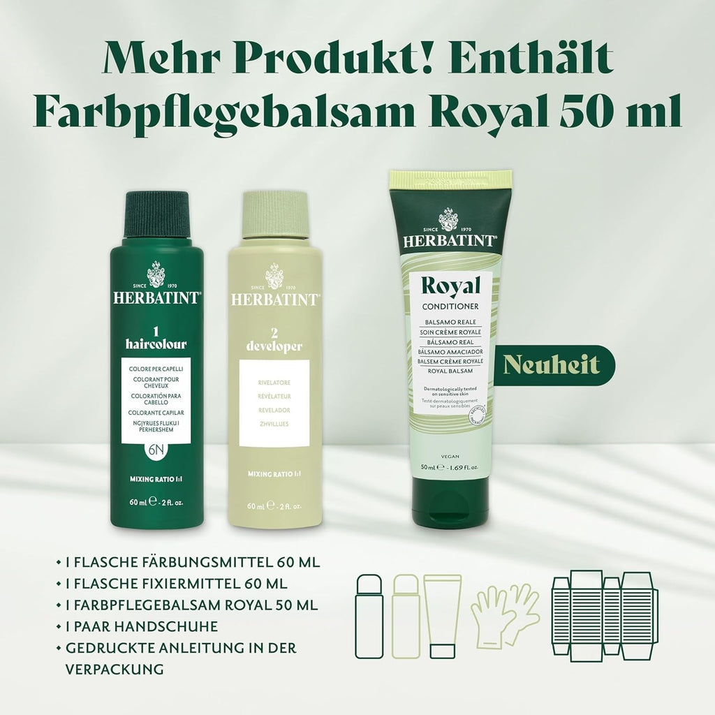 Gel pentru vopsirea permanentă a părului 6N blond închis - 170 ml I Fără amoniac, acoperire 100% a părului gri I Testat pe piele sensibilă, cu 8 extracte de plante Vopsea pentru par Naty Shop