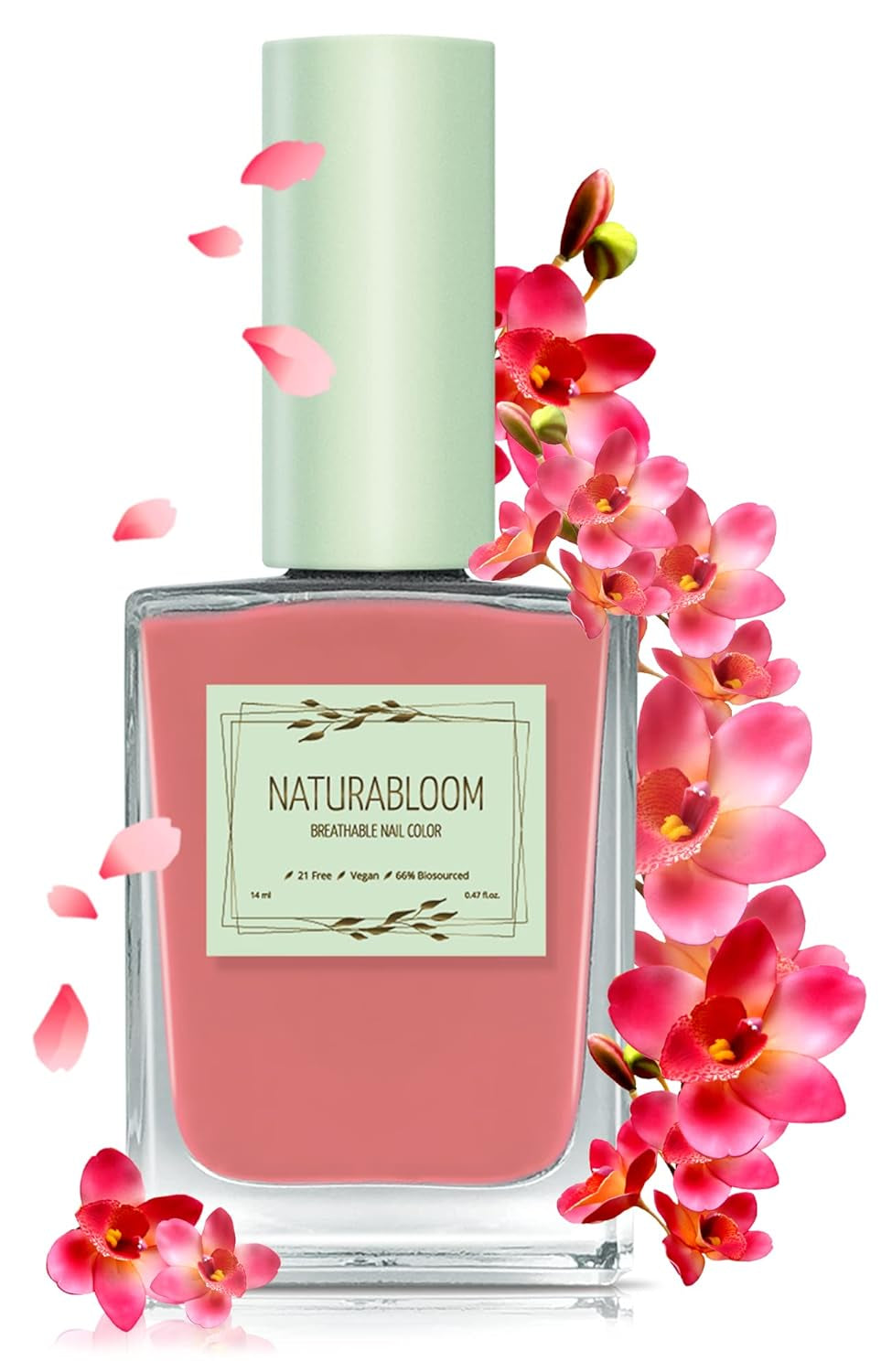 Oja roșie cu uscare rapidă (Poppy Red) - ojă naturală cu formulă vegană - respirabilă, sustenabilă și de lungă durată, 14 ml