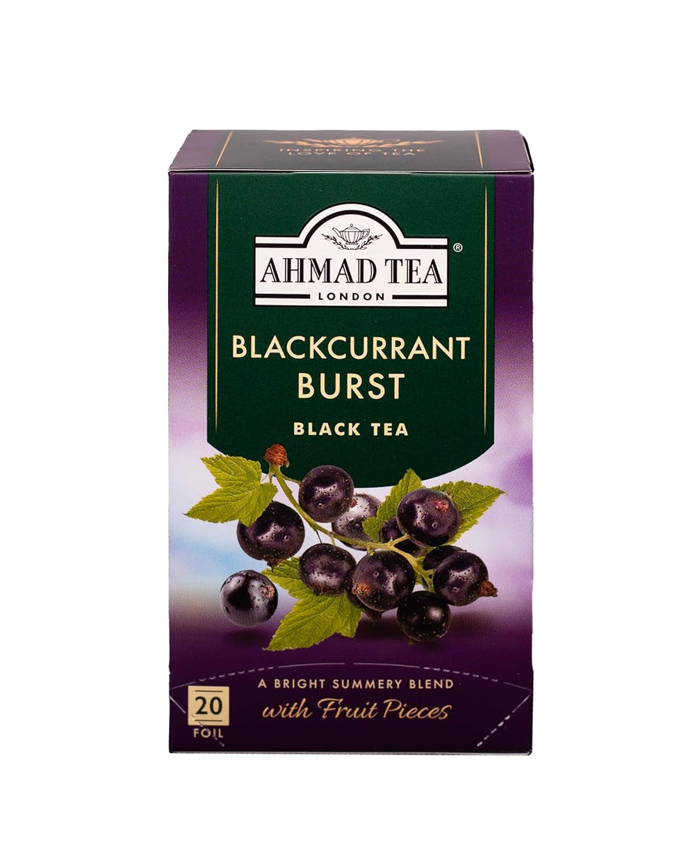 Ahmad Tea - Fruit Tea Selection - Sortiment de ceaiuri de fructe din ceai negru - Măr, piersică și fructul pasiunii, căpșuni, lămâie și lime - Ambalate individual și sigilate pentru păstrarea aromelor - 20 pliculețe de ceai cu bandă