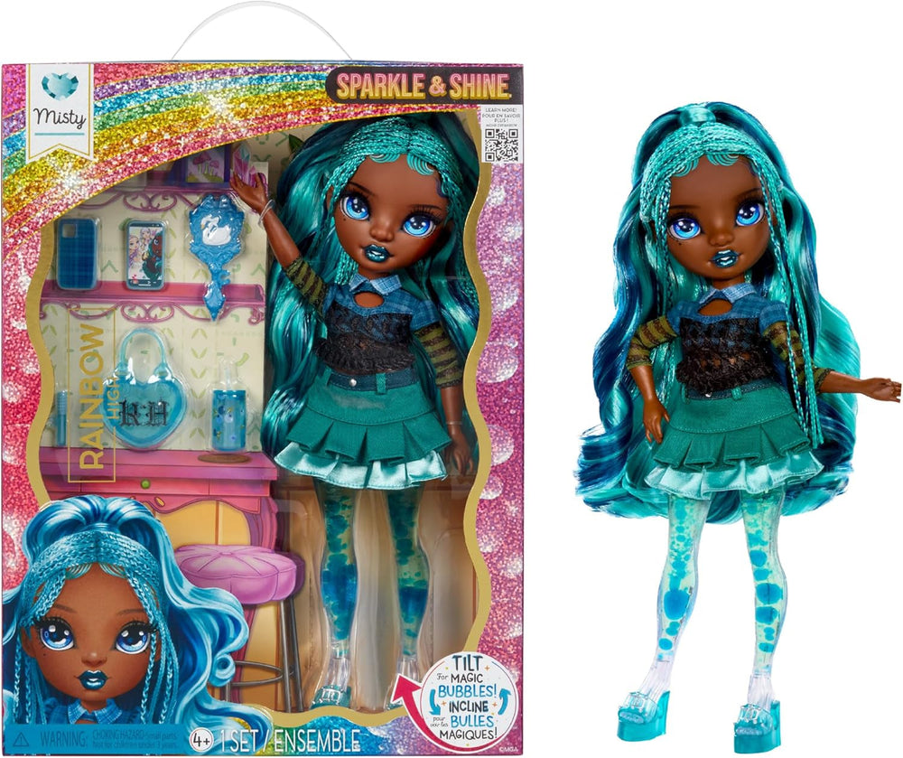 Rainbow High Sparkle & Shine Doll - Dawn - 28 cm Modepuppe mit Korallenrotem Haar und Magischen Zauberblasen in den Beinen, Farbe, zum Stylen und Spielen, Sammlerstück, Für Kinder von 4 bis 12 Jahren