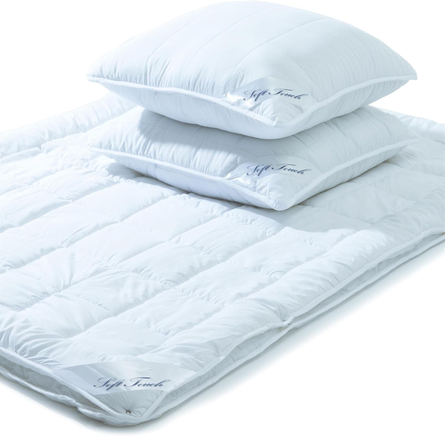 Aqua-Textil Soft-Touch-Set für Kinder, Bettdecke 100 x 135 cm, 250 g und 350 g, mit Kissen 40 x 60 cm, 150 g, Bettdecke 4 Jahreszeiten, Klimakontrolle, Öko-Tex, Steppdecken und Steppdecken, Naty Shop 200 x 200 cm + 2 x 80 x 80 cm, 4 Jahreszeiten