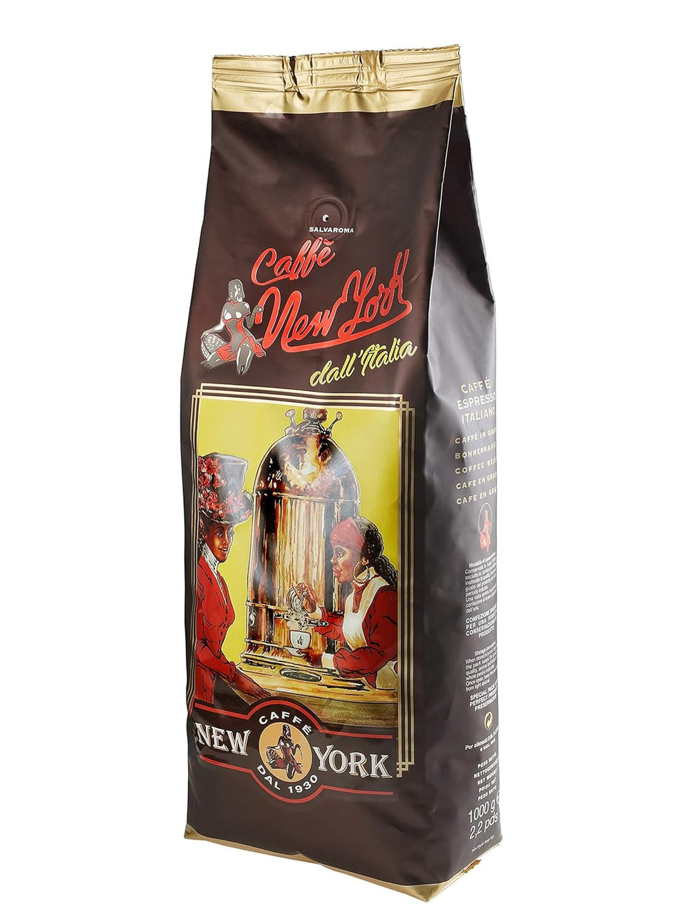 New York Coffee - EXTRA P - Boabe de cafea, gust puternic și hotărât, boabe Arabica și Robusta, pentru măcinare, espresso italian, amestec de bar - calitate superioară din 1930 - 1 kg, boabe