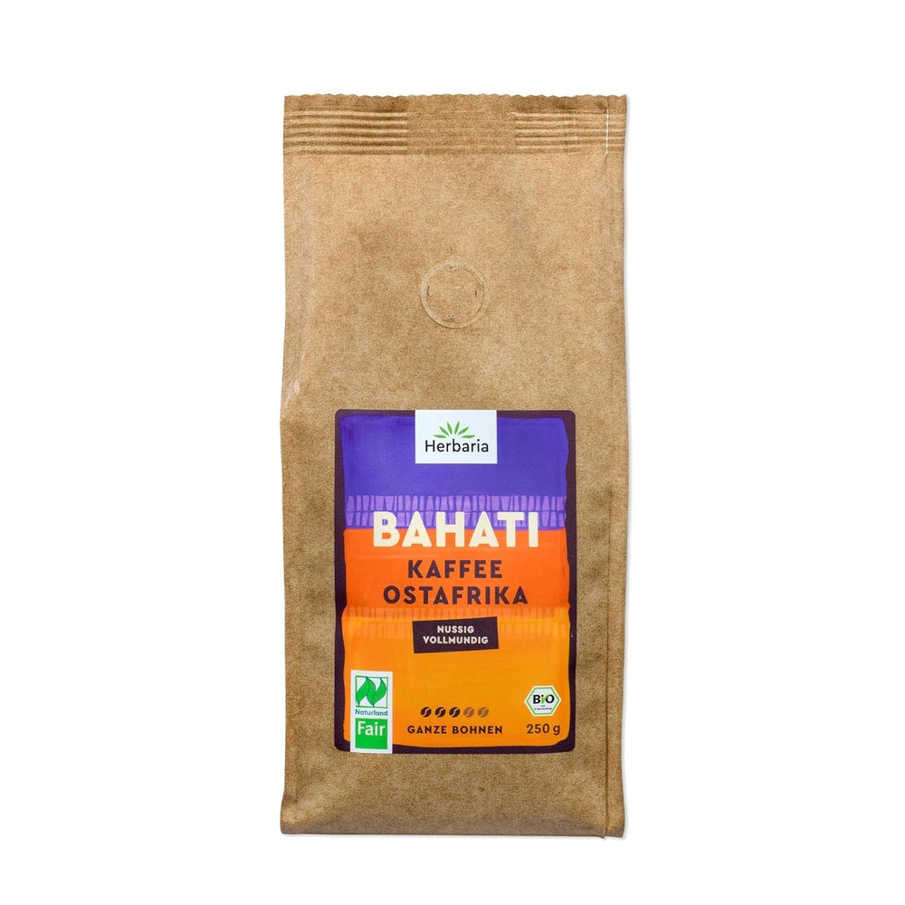 Herbaria MAKEDA Bio-Espresso ganze Bohnen 1 kg – Naturland Fair zertifiziert aus Ostafrika – Röstaromen mit Kakao und Eichenholznoten – Bio-Kaffeebohnen perfekt für tragbare Filter und Kaffeevollautomaten Naty Shop Coffee Bahati ganze Bohnen 250 Gramm Kaffee