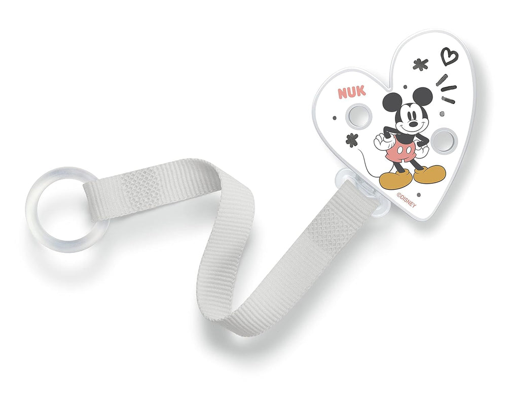 Lanț și clemă pentru suzetă NUK | pentru inele de suzetă | Robuste și rezistente la rupere | Disney Mickey Mouse