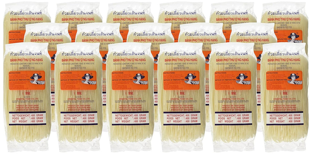 Tăiței de orez – thailandezi, tăiței panglică de orez cu lățimea de 1 mm, preparați din făină de orez – 17 x 400 g