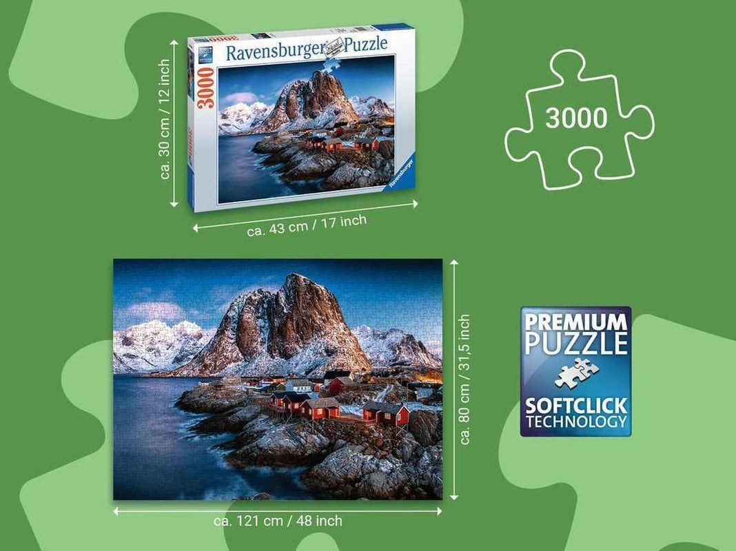 Ravensburger Puzzle 17081 – Hamnoy, Lofoten – 3000 Teile Puzzle für Erwachsene und Kinder ab 14 Jahren, Norwegen Landschaftspuzzle Puzzle Naty Shop