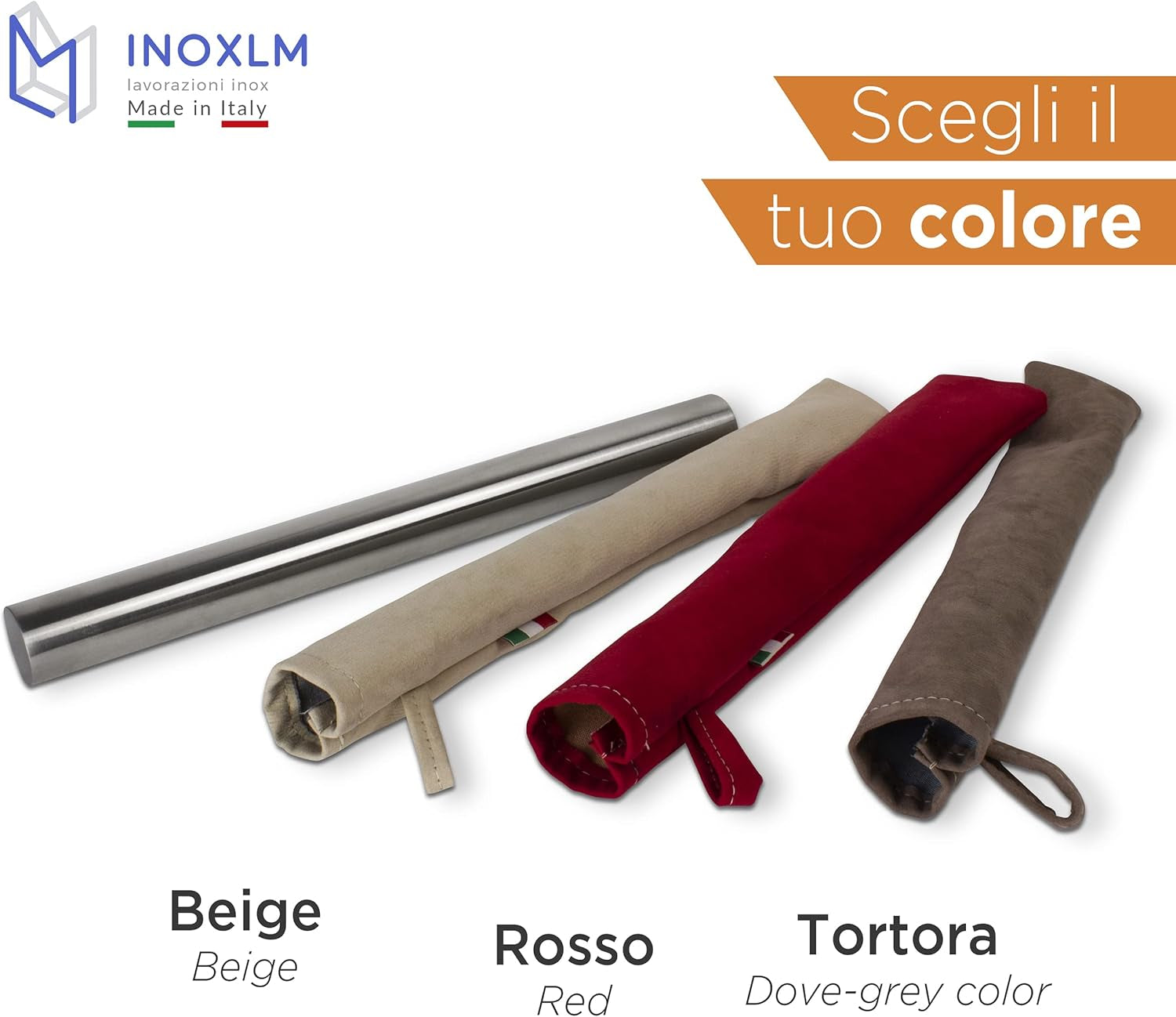INOXLM Sucitor din oțel inoxidabil pentru pastă de zahăr, aluat, pâine, pizza, tort (pungă taupe)