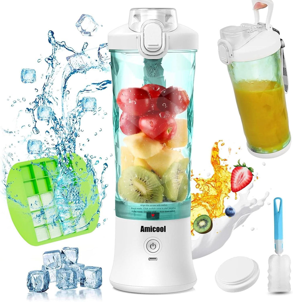 Mixer Smoothie Maker to Go, Mini Standmixer Tragbar Mit 6-Klingen Edelstahl, Enstafter Mit Reisedeckel, USB Portable Blender Elektrisch 600Ml Bottle, Mixer Shaker Slushy Maker Wasserdichter Bucatarie Naty Shop