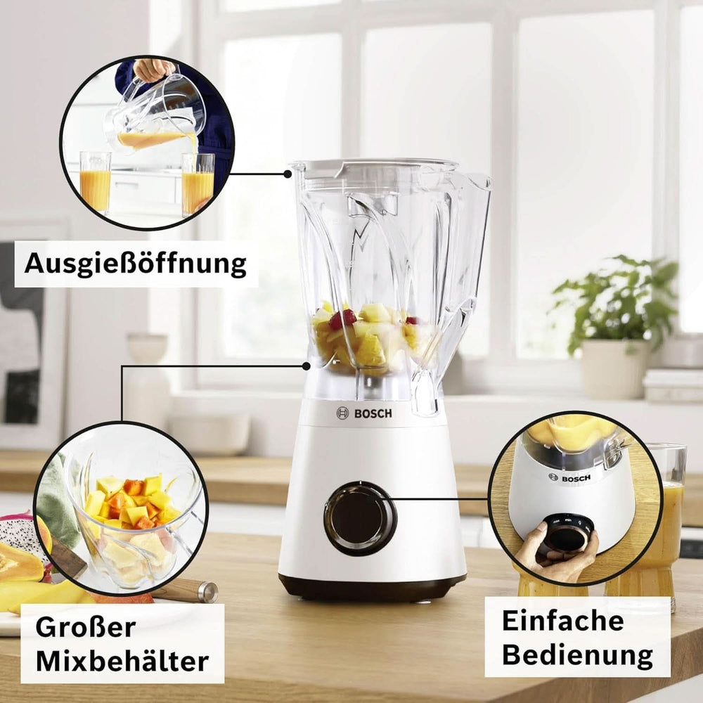 Standmixer Vitapower Series 4 MMB6141W, Hochwertige Edelstahl-Klingen, 1.5L Tritan-Mixbehälter, Spülmaschinengeeignete Teile, 30.000 U/Min, 1200 W, Weiß Mutter und Kind Naty Shop