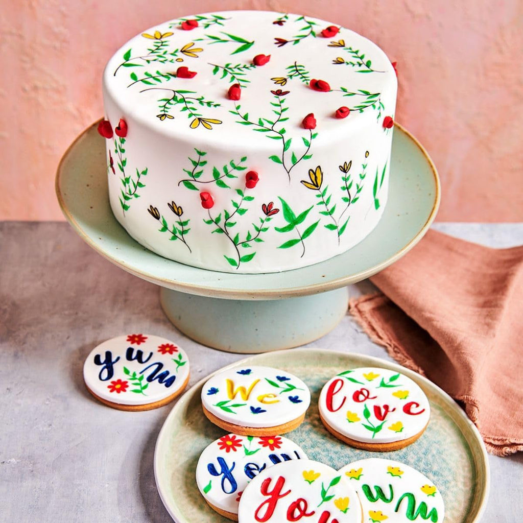 Pixuri colorante alimentare Funcakes, albastru regal: Pixuri colorante alimentare, vârf flexibil pentru linii groase și subțiri, pix comestibil pentru fursecuri, prăjituri, fondant și multe altele, ideal pentru personalizare, certificat Halal