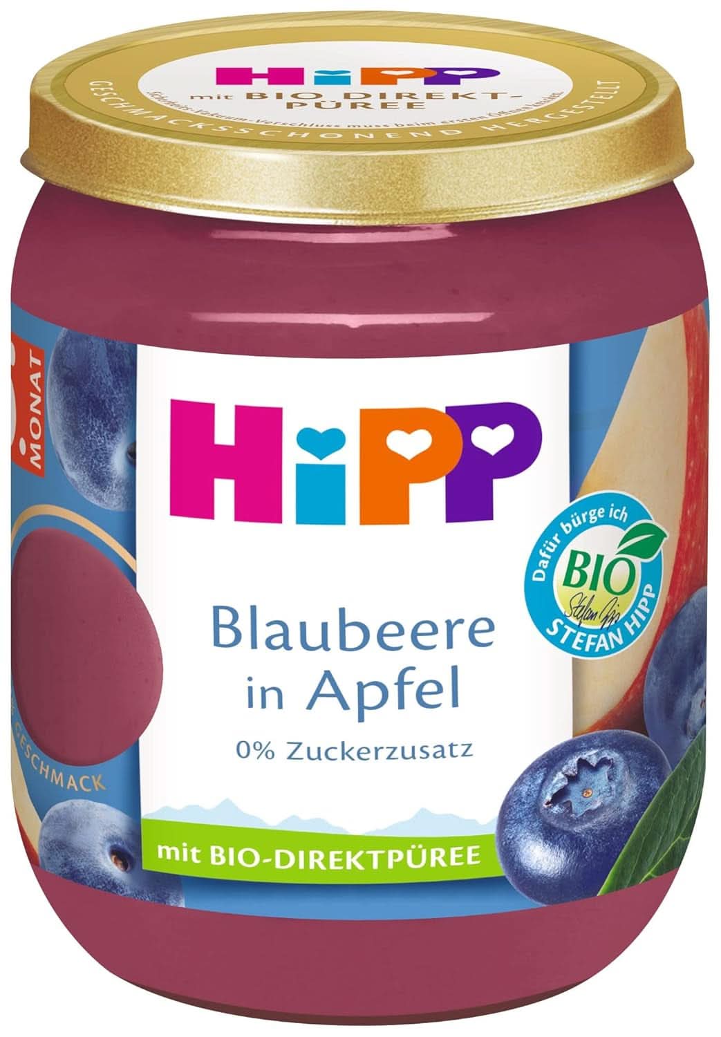 Hipp Premium Fruchtpüree 6 x 160 Gramm Mutter und Kind Naty Shop 160 Gramm Blaubeeren und Äpfel