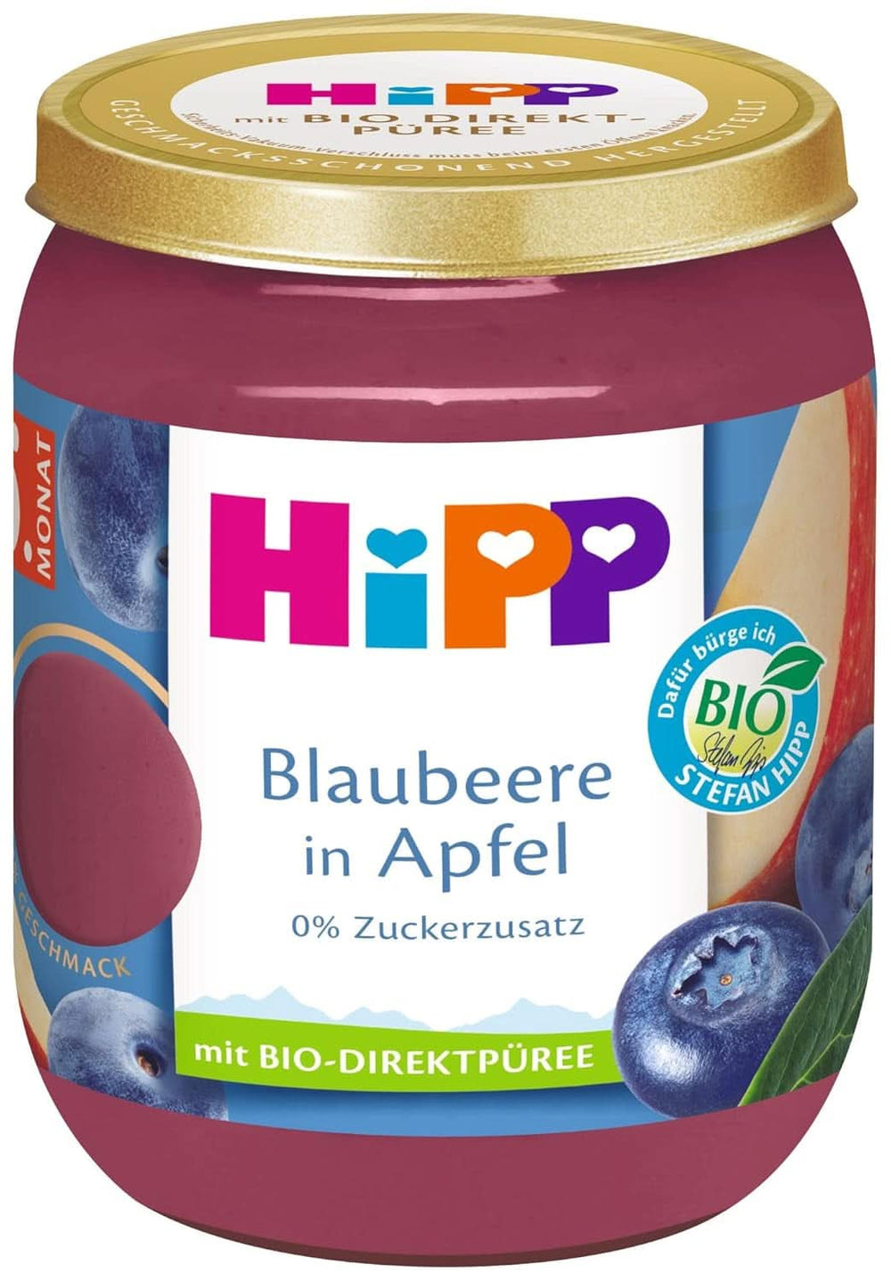 Hipp Premium Fruchtpüree 6 x 160 Gramm Mutter und Kind Naty Shop 160 Gramm Blaubeeren und Äpfel
