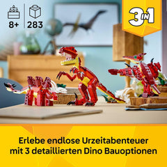 LEGO Creator 3in1 Fierce Dinosaur Toy - Build Velociraptor, Stegosaurus or Pterosaur Dino Figures w/Skeleton & Sharp Teeth Elements - Cool Birthday Gift Idea for 8+ Year Old Boys & Girls - 31379