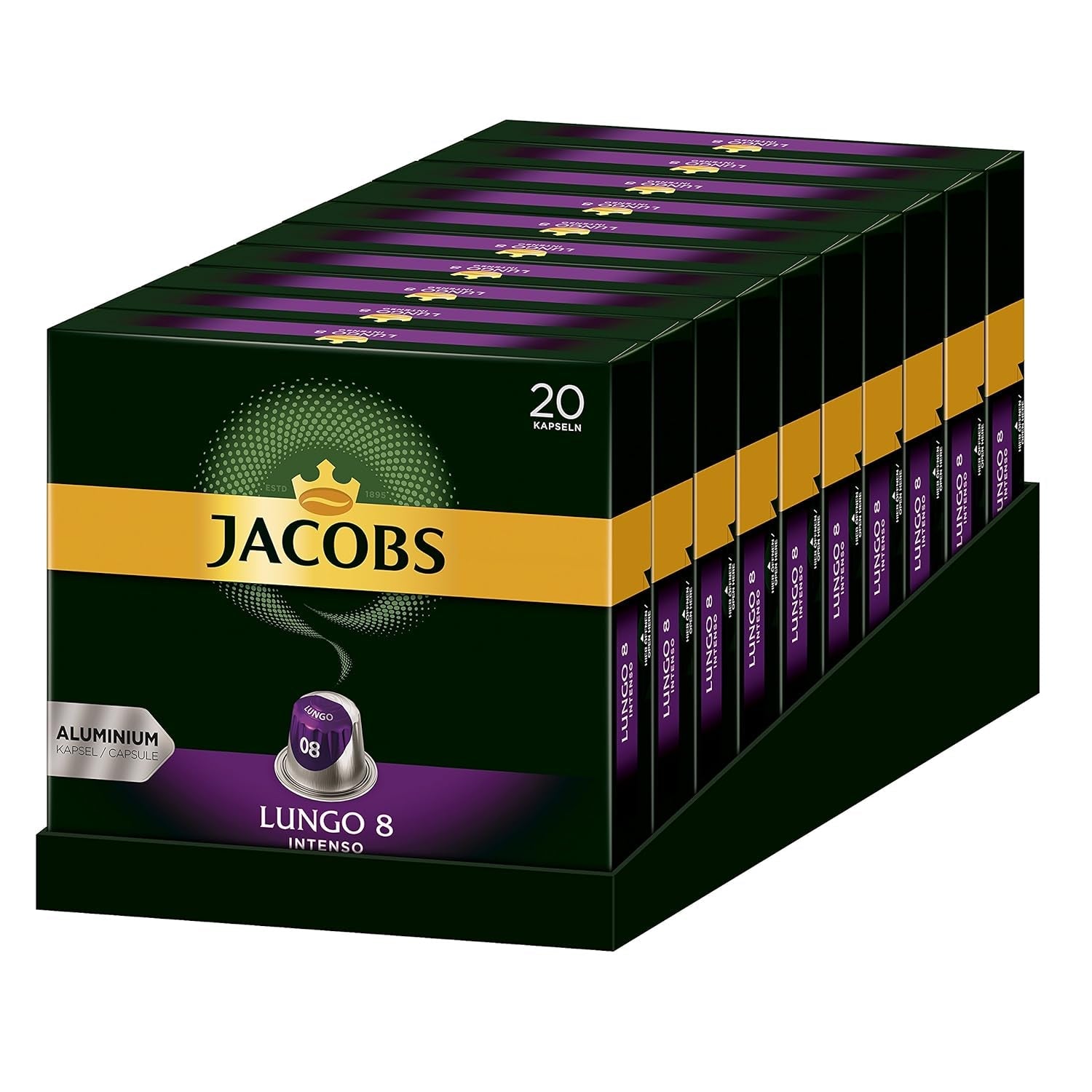 Kaffeekapseln Lungo Intenso, Intensität 8 von 12, 10 x 20 Getränke & Kaffeekapseln Lungo Classico, Intensität 6 von 12, 20 Nespresso®* kompatible Kapseln, 10 x 20 Getränke