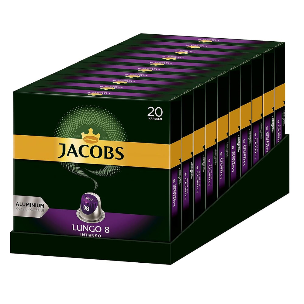 Kaffeekapseln Lungo Intenso, Intensität 8 von 12, 10 x 20 Getränke & Kaffeekapseln Lungo Classico, Intensität 6 von 12, 20 Nespresso®* kompatible Kapseln, 10 x 20 Getränke