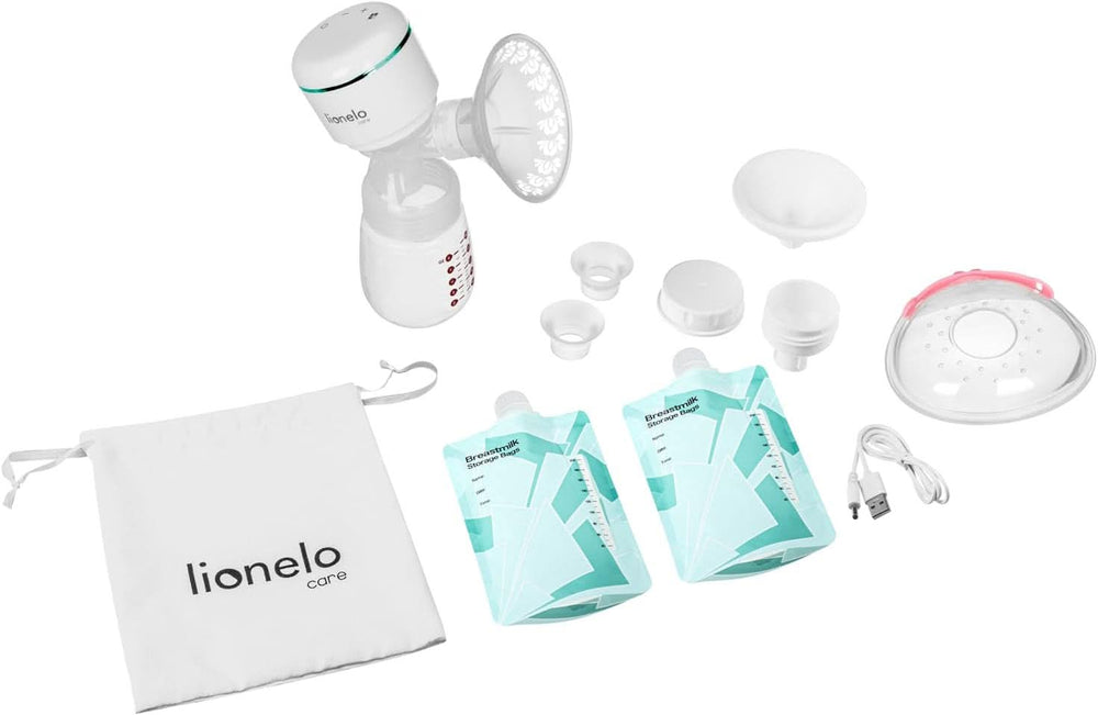 LIONELO Elektrische Muttermilchpumpe LIONELO Fidi plus 180 ml, energiesparende tragbare Pumpe, 9 Massagestufen, Betriebszeit 150 Min. Zubehör Essen und Stillen Bebe Naty Shop