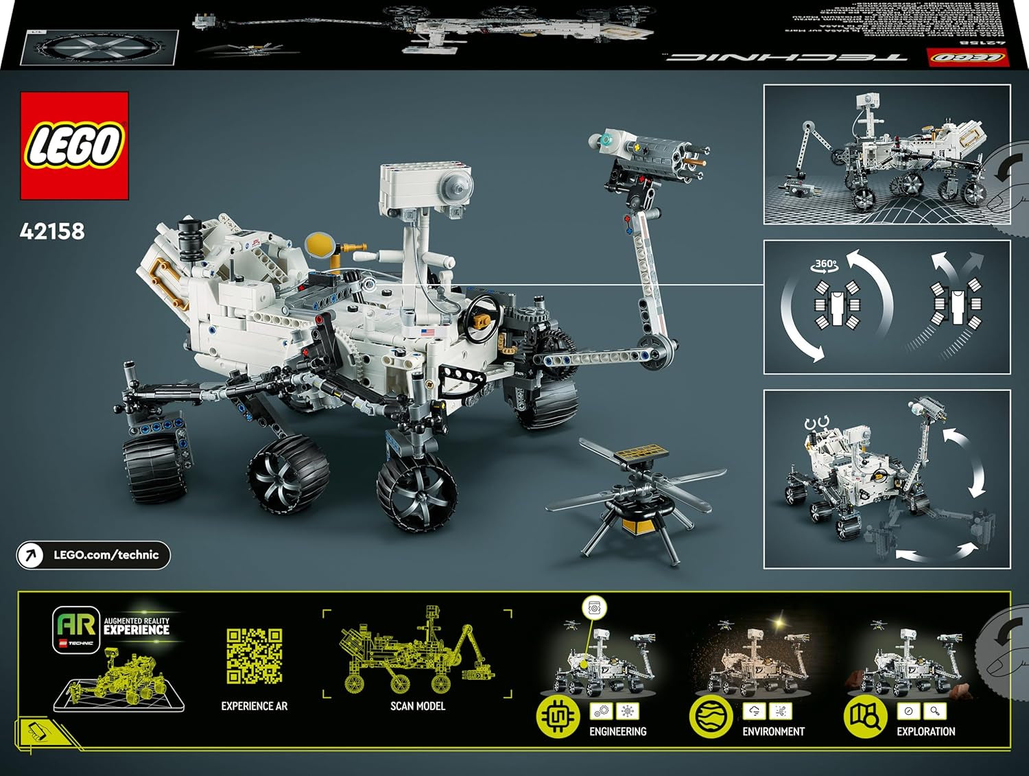 LEGO 42158 Technic NASA Mars-Rover Perserverance Weltraum Spielzeug Set mit AR-App, Wissenschafts-Spielzeug zum Bauen für Mädchen und Jungen ab 10 Jahren