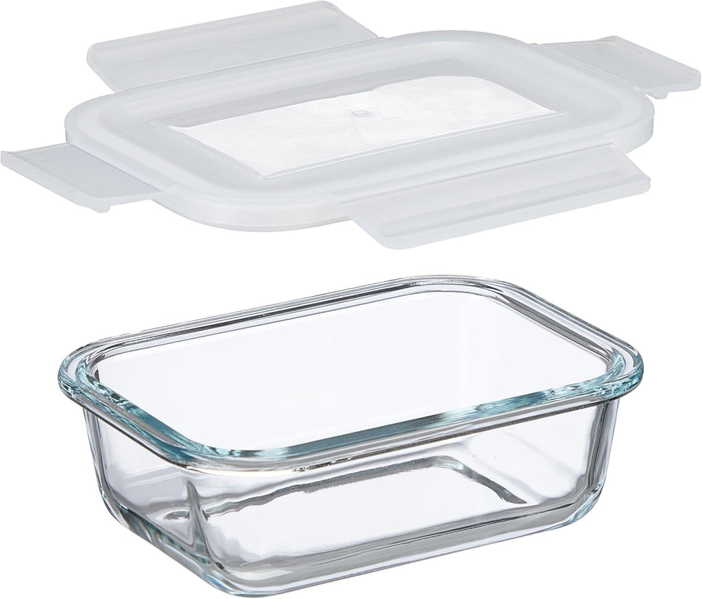 Relaxdays recipiente din sticlă cu capac, set de 6, 370 ml, recipiente pentru depozitarea alimentelor, capac din plastic, etanș, borcan din sticlă, transparent Cutii depozitare alimente Naty Shop