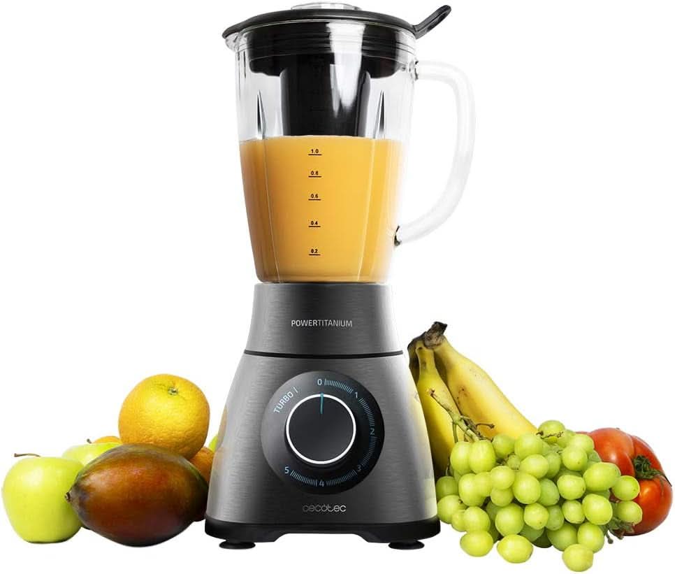 Cecotec Standmixer Power Black Titanium 2200MAX Smooth, 2200 W Maximale Leistung, 6 Klingen Aus Edelstahl, Ice-Crush-Funktion, Turbo- Und Smoothie-Funktion, Autoclean-Funktion Kitchen Naty Shop Inox 2500 W | 1,8 l