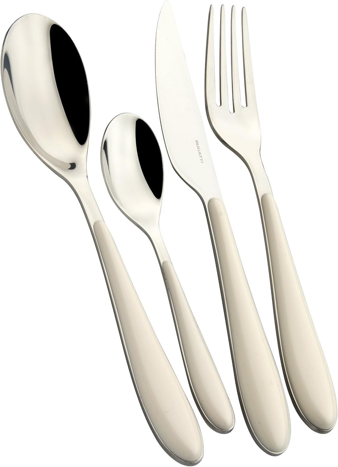 Bugatti GGAU-023F50 Gioia Tischservice, Brust/Stahl, 22 x 8 x 30 cm, elfenbeinfarben, 24 Stück Kitchen Naty Shop