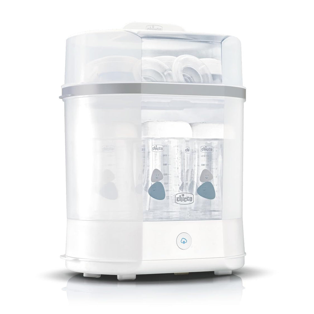 Sterilizator modular Chicco cu funcție de uscare, sterilizator pentru biberon, inel de dentiție și suzetă cu oprire automată, potrivit pentru cuptorul cu microunde, potrivit pentru sterilizarea a până la 6 biberoane de 330 ml
