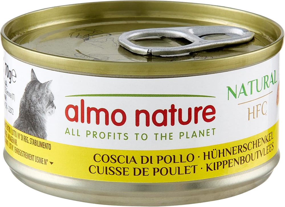 Almo Nature HFC Hrană umedă naturală pentru pisici - pulpe de pui, pachet de 24 (24 x 70g)