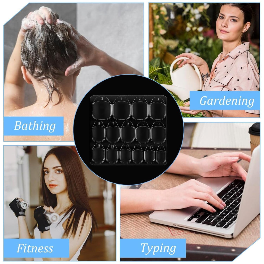 15 coli/450 bucăți tampoane adezive pentru unghii, 15 dimensiuni tampoane adezive transparente pentru unghii, gel jeleu față-verso, autocolant adeziv pentru unghii, presare pe unghii, tampoane adezive pentru accesorii de decorare manichiură DIY