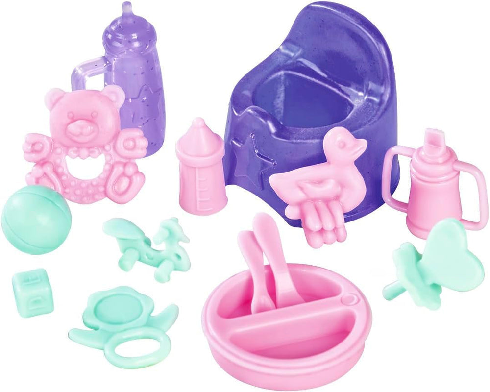 Simba Steffi Love Baby Time, Spielpuppe kümmert Sich um das kleine Baby, inkl. 2-in-1 Wiege, Badewanne, Töpfchen und über 15 Accessoires, ab 3 Jahre