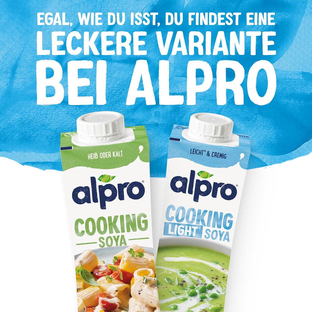 Alpro Cooking Soya – Vegane Kochcreme aus Soja mit neutralem Geschmack für warme und kalte Gerichte – 15 x 250 ml