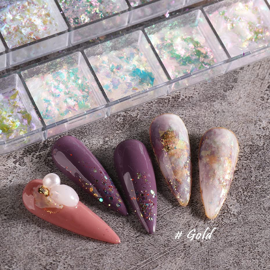 JMEOWIO Sclipici pentru unghii 12 grile Aurora Nail Art decorare accesorii design unghii