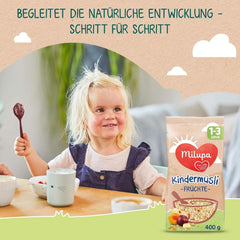 Milupa Kindermüsli feine Früchte – Müsli-Frühstücksflocken von 1 bis 3 Jahren, ohne Zuckerzusatz, 4 x 400g Mutter und Kind Naty Shop