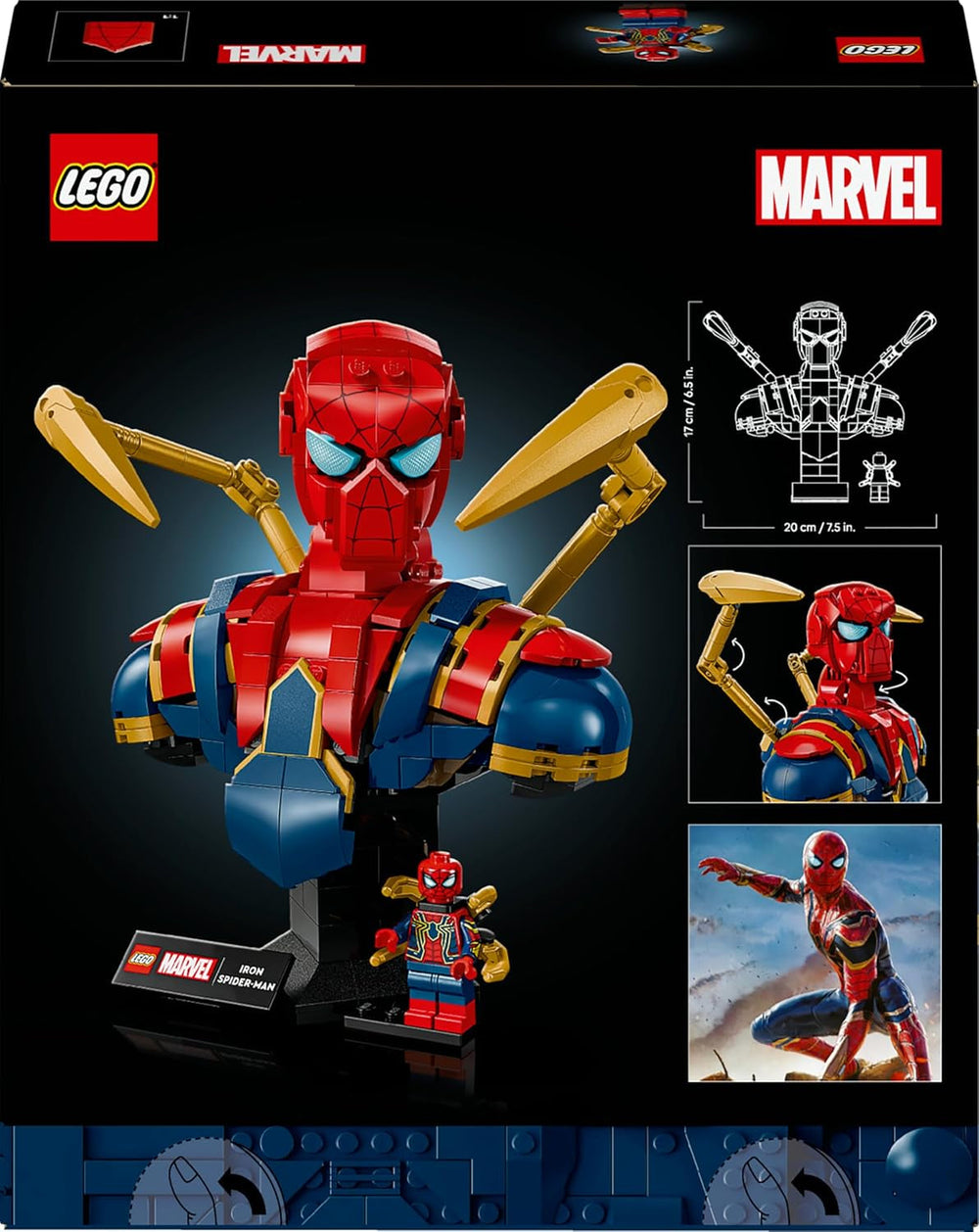 LEGO | Marvel Iron Spider-Man Büste - Modellbau für Erwachsene - inkl. 2 beweglichen Armen, drehbarem Kopf & Superhelden Minifigur - Sammlerstück & Avengers Geschenk für Fans - 76326