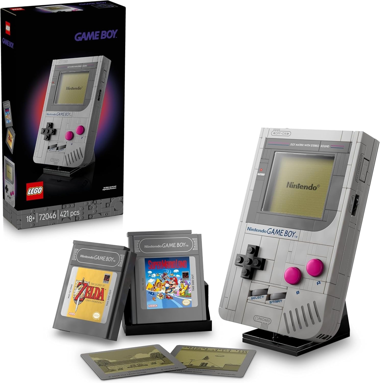 LEGO Super Mario Game Boy - Modellbau für Erwachsene - Nintendo Modell mit 2 Spielmodulen inkl. Zelda sowie Ständer - Retro Geschenk zum Vatertag für Gaming Fans - 72046