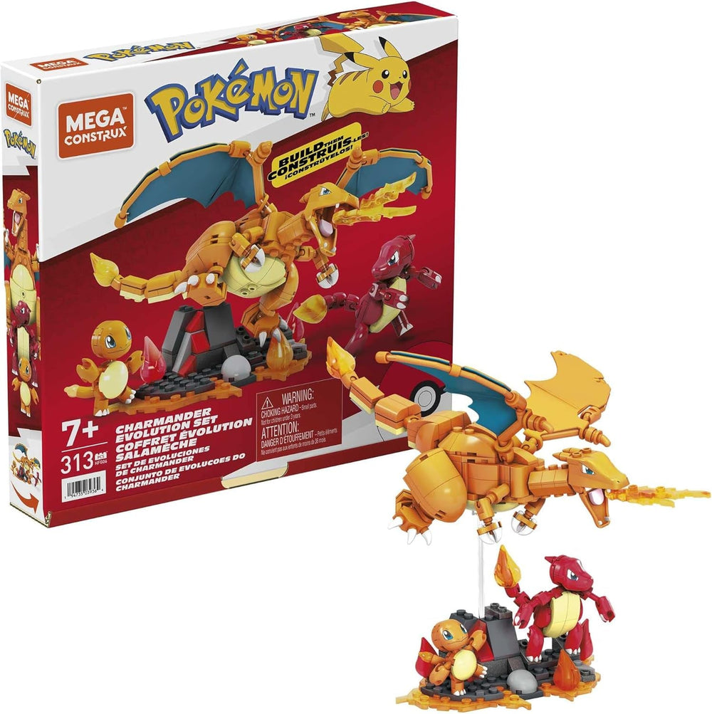 Mega Brands POKÉMON Pikachu - Evolutionsset mit Pichu, Pikachu und Raichu mit thematisch passender Umgebung und Battle-Effekt-Elementen, für Kinder ab 6 Jahren, HKT23